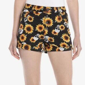 Hot Topic Ultra High Rise Button Front Sunflower & Skull Shorts Size 7 aprox S